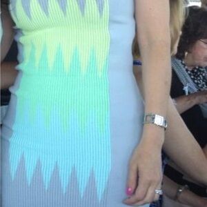 Bebe Green and Blue Sheath Midi Dress